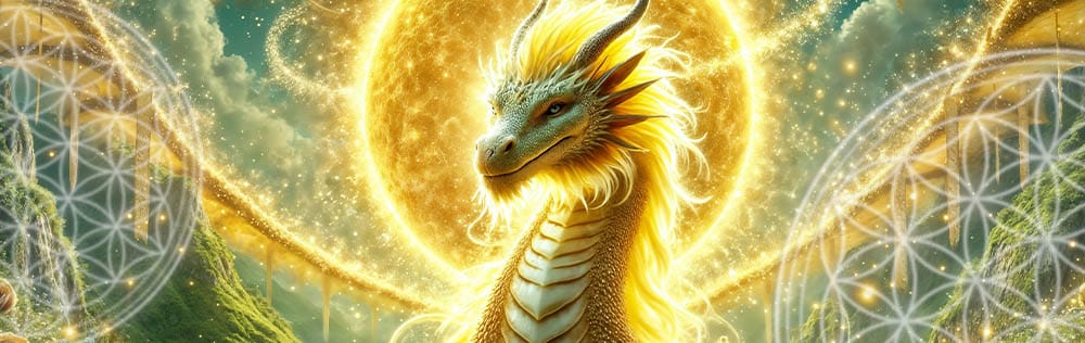 gelber, goldener Drache - KI generiertes Bild - Christine ARANA Fader